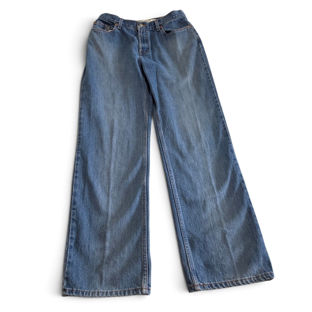 Old Navy Relaxed Jeans At Waist Medium Wash Blue Denim Wide Leg Size 10 Long